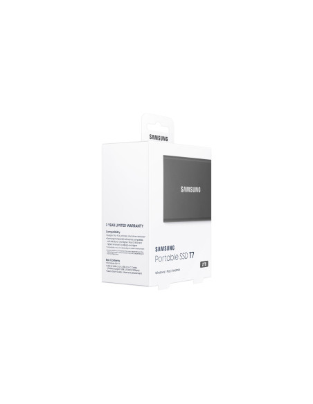 External SSD, SAMSUNG, T7, 2TB, USB 3.2, Write speed 1000 MBytes/sec, Read speed 1050 MBytes/sec, MU-PC2T0T/WW