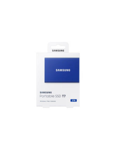 External SSD, SAMSUNG, T7, 2TB, USB 3.2, Write speed 1000 MBytes/sec, Read speed 1050 MBytes/sec, MU-PC2T0H/WW
