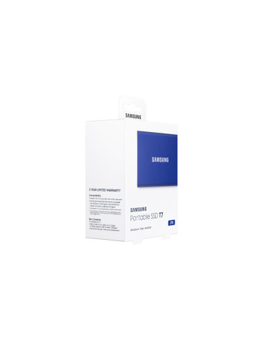 External SSD, SAMSUNG, T7, 2TB, USB 3.2, Write speed 1000 MBytes/sec, Read speed 1050 MBytes/sec, MU-PC2T0H/WW