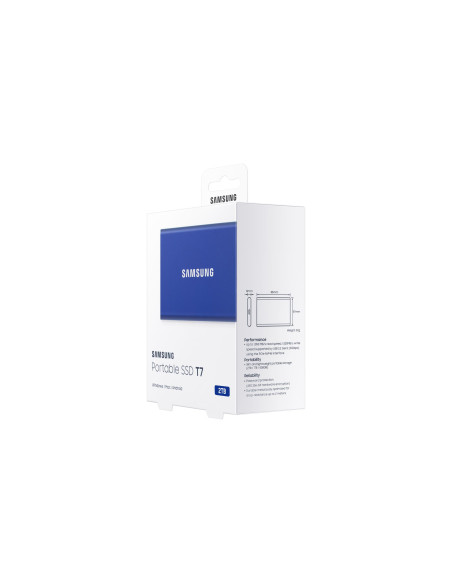 External SSD, SAMSUNG, T7, 2TB, USB 3.2, Write speed 1000 MBytes/sec, Read speed 1050 MBytes/sec, MU-PC2T0H/WW
