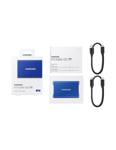 External SSD, SAMSUNG, T7, 2TB, USB 3.2, Write speed 1000 MBytes/sec, Read speed 1050 MBytes/sec, MU-PC2T0H/WW