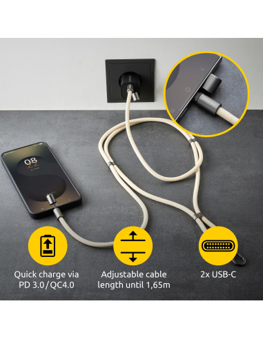 CABLE USB-C TO USB-C 1.65M/LANYARD BEIGE 7991001 INTENSO