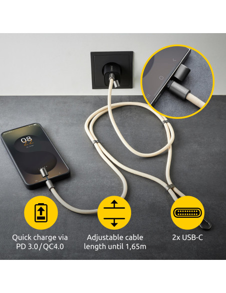 CABLE USB-C TO USB-C 1.65M/LANYARD BEIGE 7991001 INTENSO