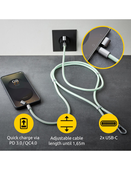 CABLE USB-C TO USB-C 1.65M/LANYARD GREEN 7991007 INTENSO