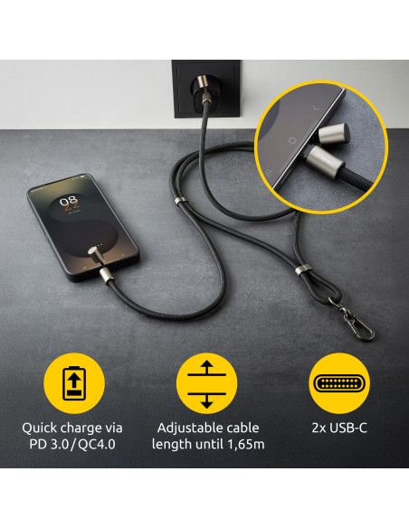 CABLE USB-C TO USB-C 1.65M/LANYARD BLACK 7991000 INTENSO