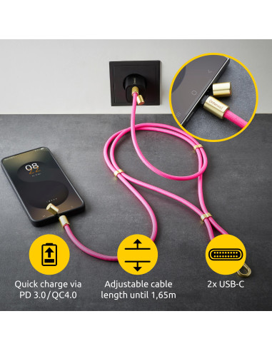 CABLE USB-C TO USB-C 1.65M/LANYARD PINK 7991004 INTENSO