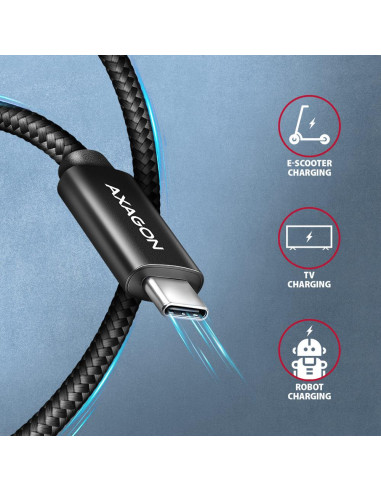 CABLE USB-C TO USB-C 2.5M 240W/BRAID BLK BUCM2-CM25AB AXAGON