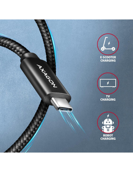 CABLE USB-C TO USB-C 2.5M 240W/BRAID BLK BUCM2-CM25AB AXAGON