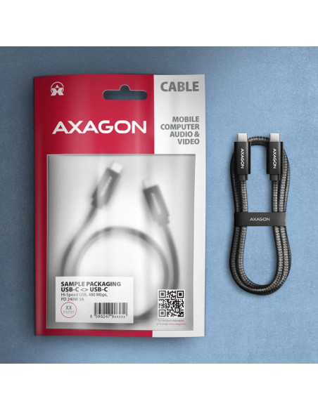 CABLE USB-C TO USB-C 2.5M 240W/BRAID BLK BUCM2-CM25AB AXAGON