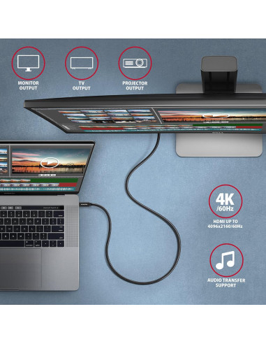 CABLE USB-C TO USB-C 0.5M 100W/BLACK BUCM32-CM05AB AXAGON