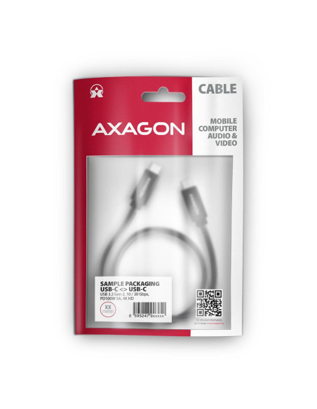 CABLE USB-C TO USB-C 0.5M 100W/BLACK BUCM32-CM05AB AXAGON