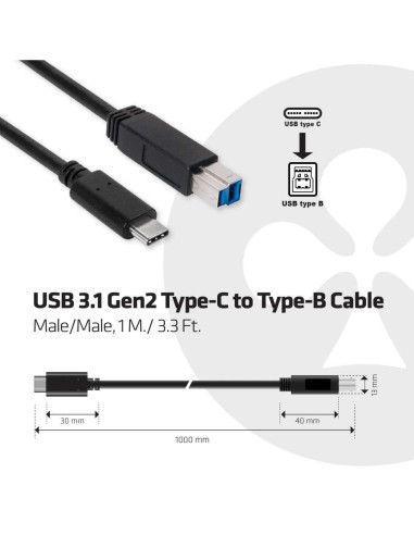 CABLE USB-C TO USB3.1 1M/M/M CAC-1524 CLUB3D