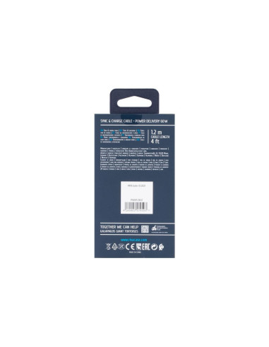 CABLE USB-C TO USB-C 1.2M/BLUE PS6105 BL12 RIVACASE