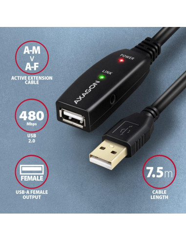 CABLE USB2.0 A-M/A-F ACTIVE/7M ADR-207 AXAGON