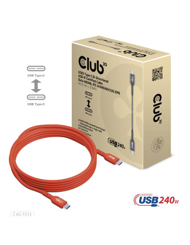 CABLE USB-C TO USB-C 3M/M/M CAC-1513 CLUB3D