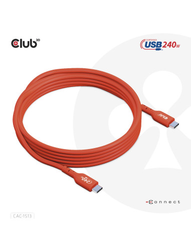 CABLE USB-C TO USB-C 3M/M/M CAC-1513 CLUB3D