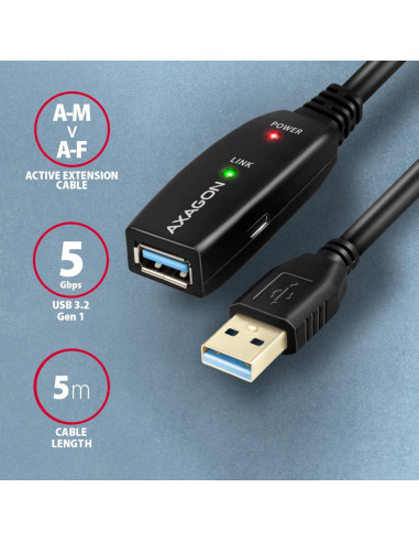 CABLE USB3.2 A-M/A-F ACTIVE/5M ADR-305 AXAGON