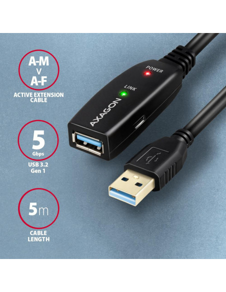 CABLE USB3.2 A-M/A-F ACTIVE/5M ADR-305 AXAGON