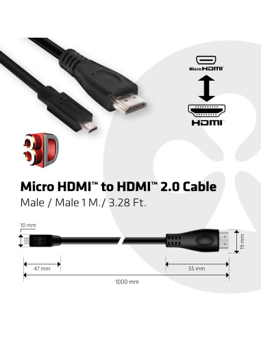 CABLE MICRO HDMI TO HDMI 1M/M/M CAC-1351 CLUB3D