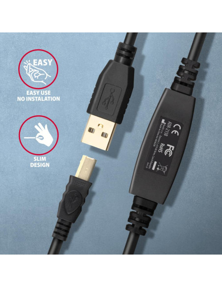 CABLE USB2.0 A-M/B-M ACTIVE/15M ADR-215B AXAGON