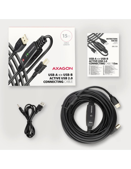 CABLE USB2.0 A-M/B-M ACTIVE/15M ADR-215B AXAGON