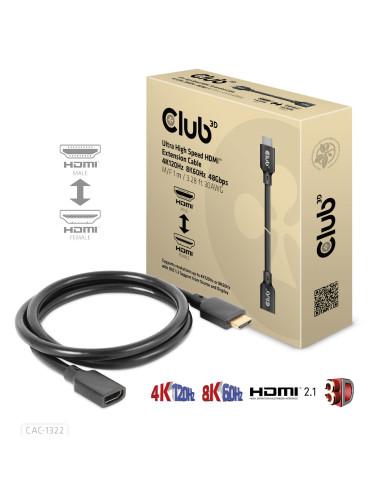 CABLE HDMI TO HDMI 1M/M/F CAC-1322 CLUB3D