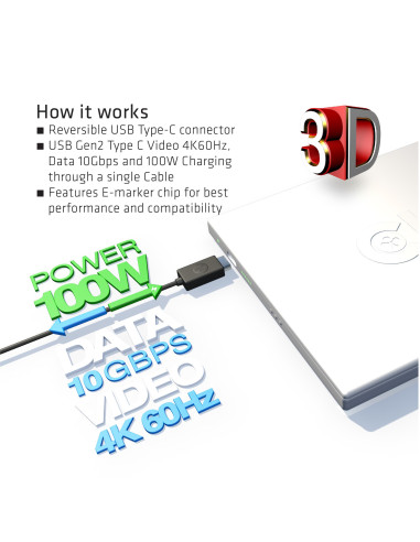 CABLE USB-C TO USB-C 1M/M/M CAC-1522 CLUB3D