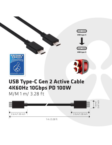 CABLE USB-C TO USB-C 1M/M/M CAC-1522 CLUB3D