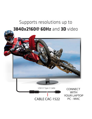CABLE USB-C TO USB-C 1M/M/M CAC-1522 CLUB3D