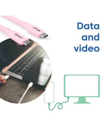 CABLE USB-C TO USB-C 2M/M/M PINK CAC-3002 CLUB3D
