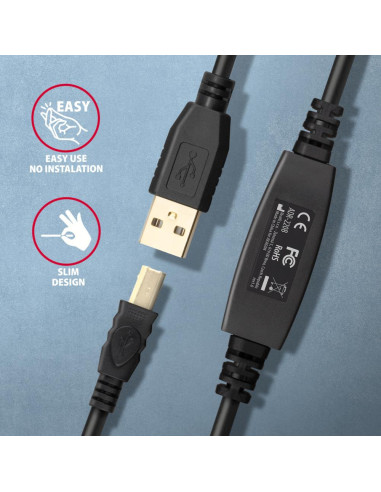 CABLE USB2.0 A-M/B-M ACTIVE/20M ADR-220B AXAGON