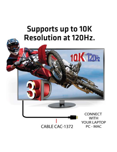 CABLE HDMI TO HDMI 2M/M/M CAC-1372 CLUB3D