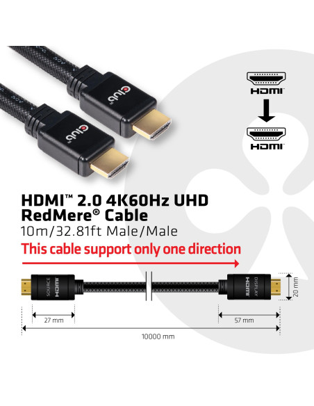 CABLE HDMI TO HDMI 10M/M/M CAC-2313 CLUB3D