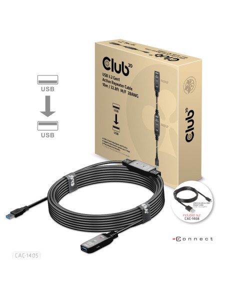 CABLE USB3.2 REPEATER 10M/M/F CAC-1405 CLUB3D