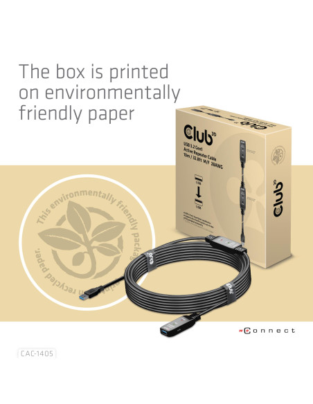 CABLE USB3.2 REPEATER 10M/M/F CAC-1405 CLUB3D