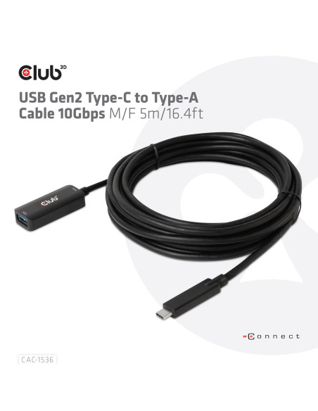 CABLE USB-C TO USB 5M/M/F CAC-1536 CLUB3D