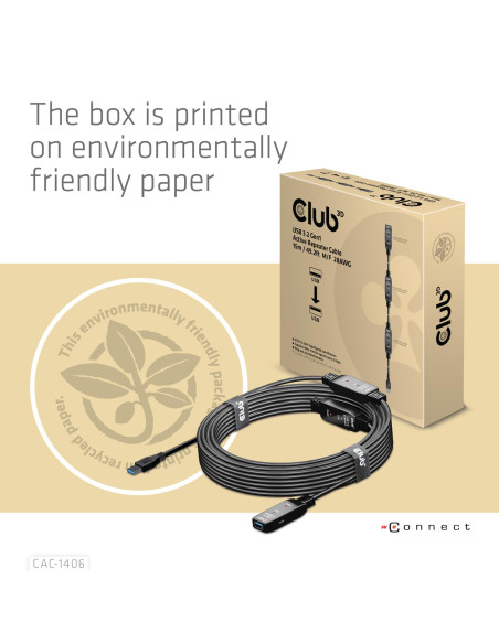 CABLE USB3.2 REPEATER 15M/M/F CAC-1406 CLUB3D