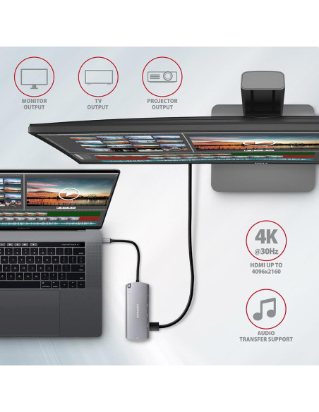 I/O HUB USB-C 6IN1 SATA M.2/0.18M HMC-6M2 AXAGON