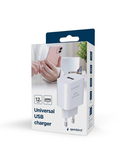 CHARGER USB UNIVERSAL 2.4A/BLACK TA-UC-1A12-01-BK GEMBIRD