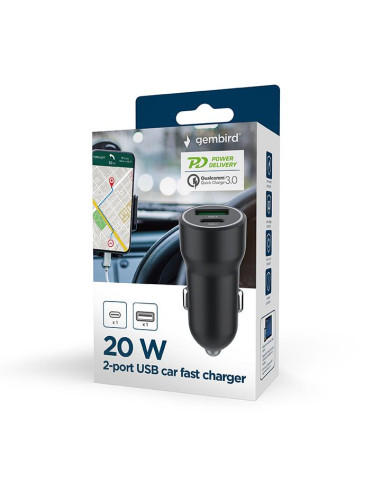 MOBILE CHARGER CAR USB 2PORT/TA-UC-A2PDQC20-CAR-01 GEMBIRD