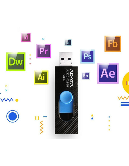 MEMORY DRIVE FLASH USB3 128GB/BLACK AUV320-128G-RBKBL ADATA