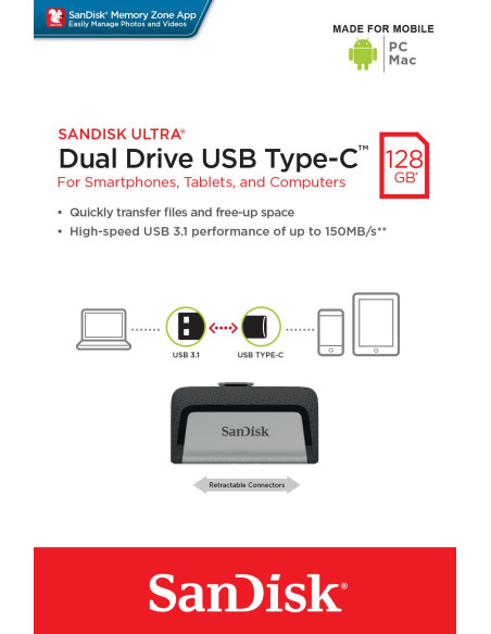 MEMORY DRIVE FLASH USB-C 128GB/SDDDC2-128G-G46 SANDISK