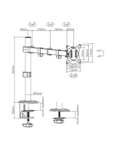 DISPLAY ACC MOUNTING ARM/17-32" MA-D1-01 GEMBIRD