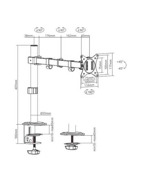DISPLAY ACC MOUNTING ARM/17-32" MA-D1-01 GEMBIRD