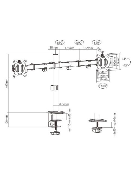 DISPLAY ACC MOUNTING ARM/17-32" MA-D2-01 GEMBIRD