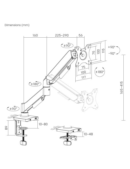 DISPLAY ACC MOUNTING ARM/17-32" MA-DA1U-01 GEMBIRD