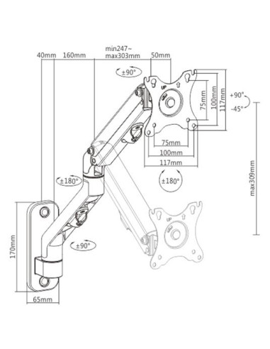 DISPLAY ACC MOUNTING ARM 27"/MA-WA1-02 GEMBIRD