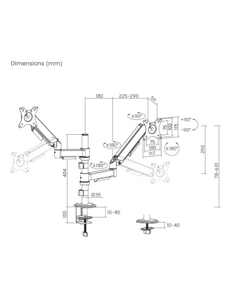 DISPLAY ACC MOUNTING ARM/17-32" MA-DA2P-02 GEMBIRD