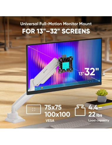 MONITOR ACC DESK MOUNT/13-32" BLK/WHT G80-BW ONKRON