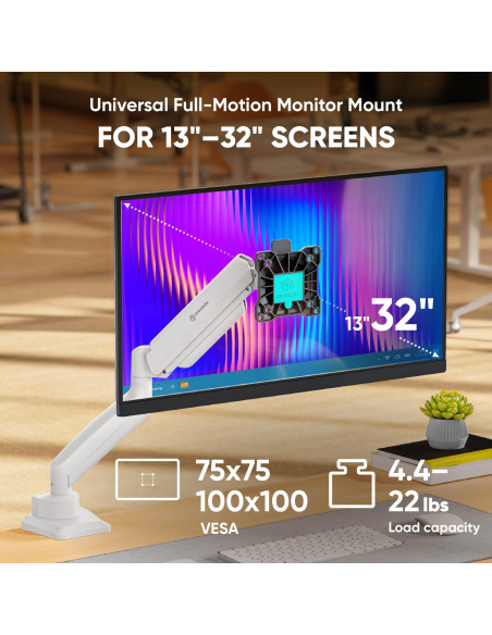 MONITOR ACC DESK MOUNT/13-32" BLK/WHT G80-BW ONKRON